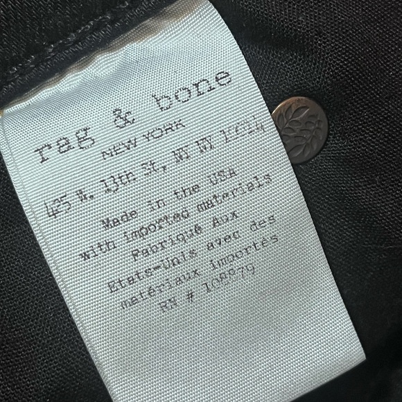 Rag & Bone Maddie Sz 28 Black High Rise Denim Cigarette Front Slip Bottom Jeans - Picture 10 of 11